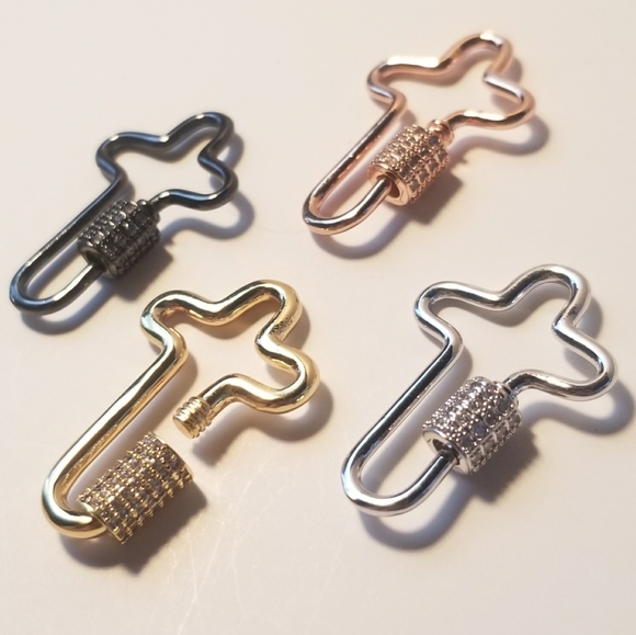 NWT Pave CZ Cross Carabiner NEW in Gift Box - Picture 2 of 5